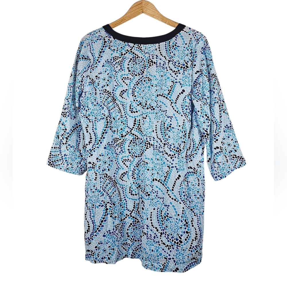 Talbots Factory Blue Mosaic Lightweight Cotton Longline Tunic Top, Size M - Picture 6 of 8